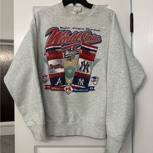 VINTAGE 1999 World Series Sweatshirt- NY Yankees vs Atlanta Braves Roster Print